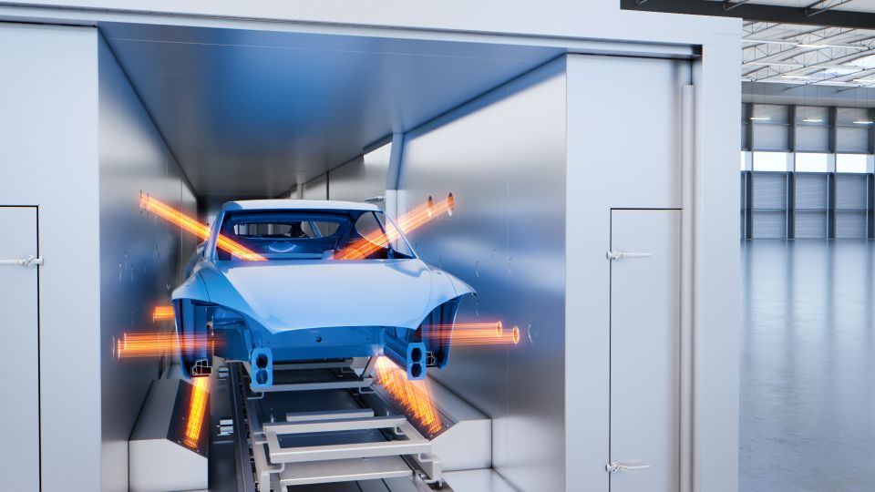 Paint oven in automotive manufacturing.